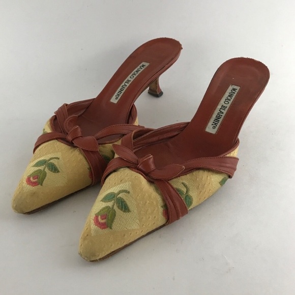 Manolo Blahnik Shoes - Manolo Blahnik Heeled Slides Size 37